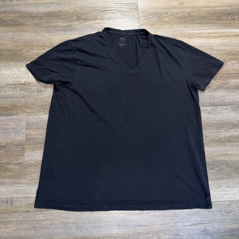 Armani Exchange Black V-Neck Shirt Mens 2X-Large Short-Sleeve